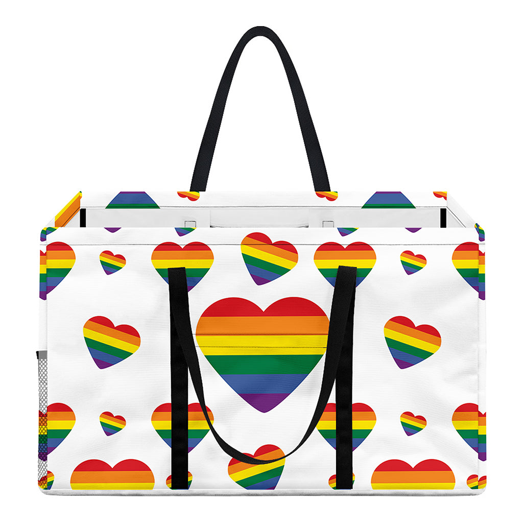 Rainbow LGBT Heart Pattern Print Utility Tote Bag