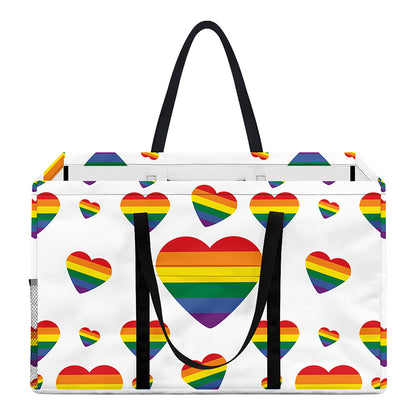 Rainbow LGBT Heart Pattern Print Utility Tote Bag