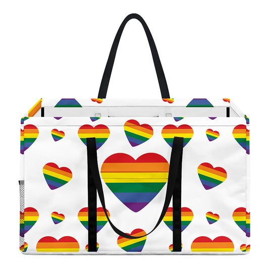 Rainbow LGBT Heart Pattern Print Utility Tote Bag