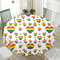 Rainbow LGBT Heart Pattern Print Waterproof Round Tablecloth