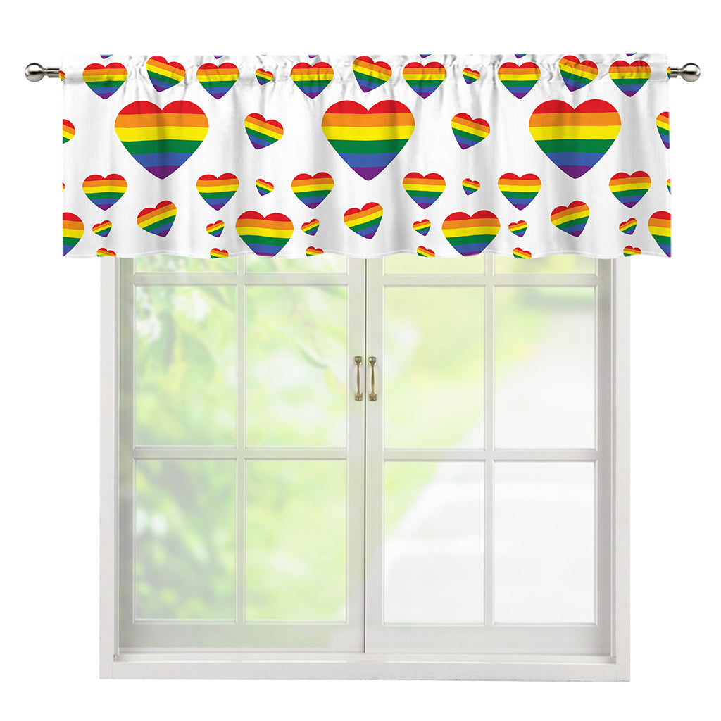 Rainbow LGBT Heart Pattern Print Window Valance