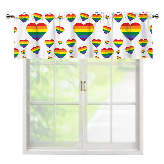 Rainbow LGBT Heart Pattern Print Window Valance