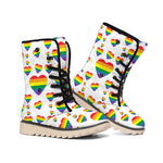Rainbow LGBT Heart Pattern Print Winter Boots