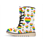 Rainbow LGBT Heart Pattern Print Winter Boots