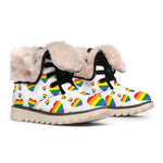 Rainbow LGBT Heart Pattern Print Winter Boots