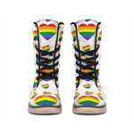 Rainbow LGBT Heart Pattern Print Winter Boots