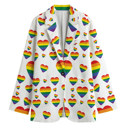 Rainbow LGBT Heart Pattern Print Women's Blazer