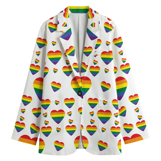 Rainbow LGBT Heart Pattern Print Women's Blazer