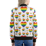 Rainbow LGBT Heart Pattern Print Women's Bomber Jacket