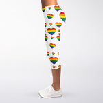 Rainbow LGBT Heart Pattern Print Women's Capri Leggings