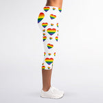 Rainbow LGBT Heart Pattern Print Women's Capri Leggings