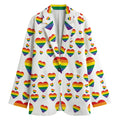 Rainbow LGBT Heart Pattern Print Women's Cotton Blazer