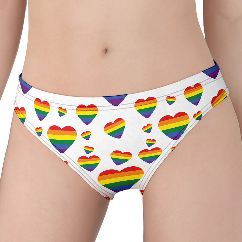 Rainbow LGBT Heart Pattern Print Women's Panties