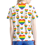 Rainbow LGBT Heart Pattern Print Women's Polo Shirt