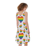Rainbow LGBT Heart Pattern Print Women's Sleeveless Dress