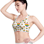 Rainbow LGBT Heart Pattern Print Women's Sports Bra