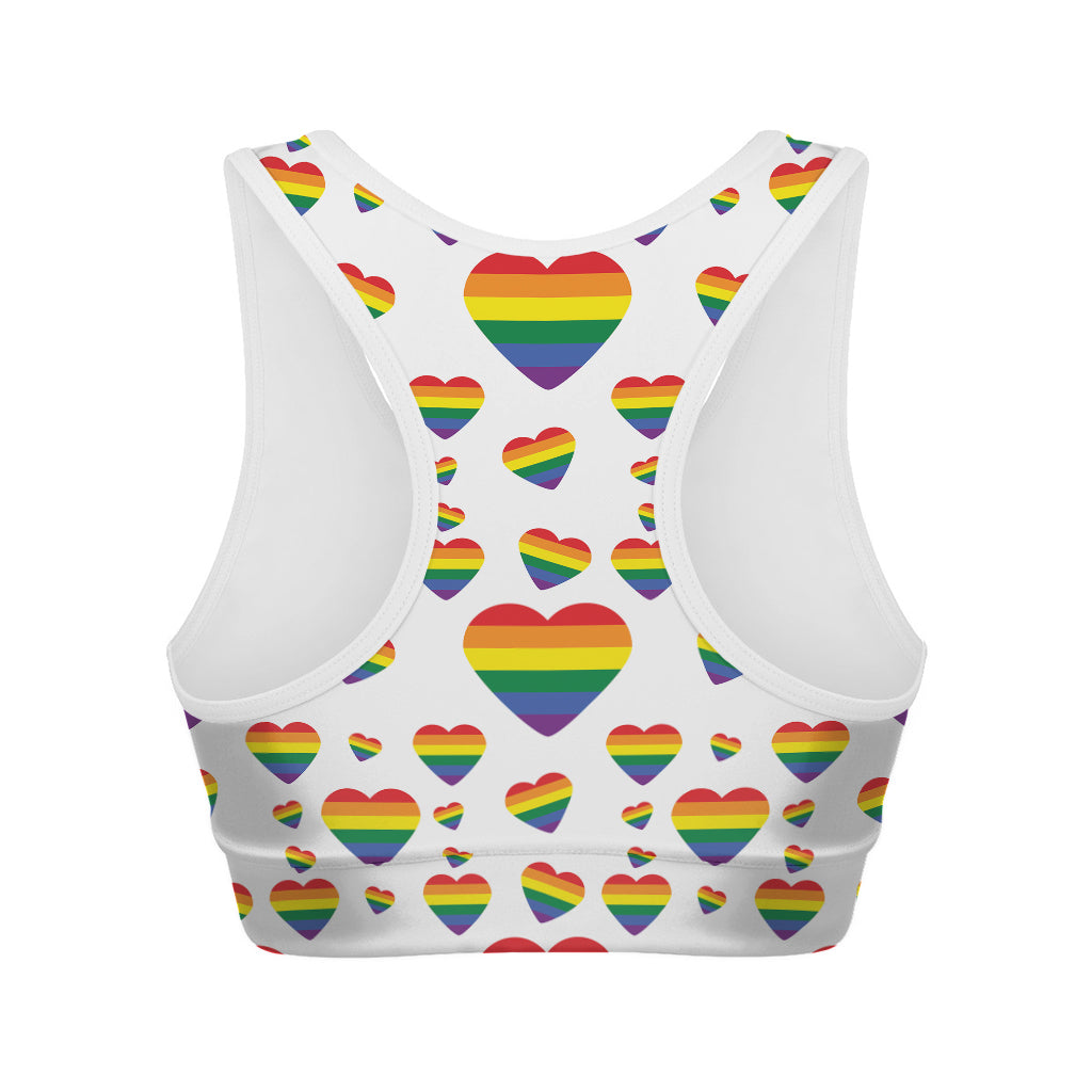 Rainbow LGBT Heart Pattern Print Women's Sports Bra