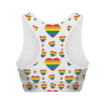 Rainbow LGBT Heart Pattern Print Women's Sports Bra