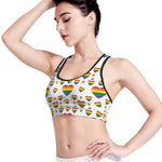 Rainbow LGBT Heart Pattern Print Women's Sports Bra
