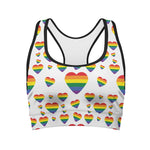 Rainbow LGBT Heart Pattern Print Women's Sports Bra