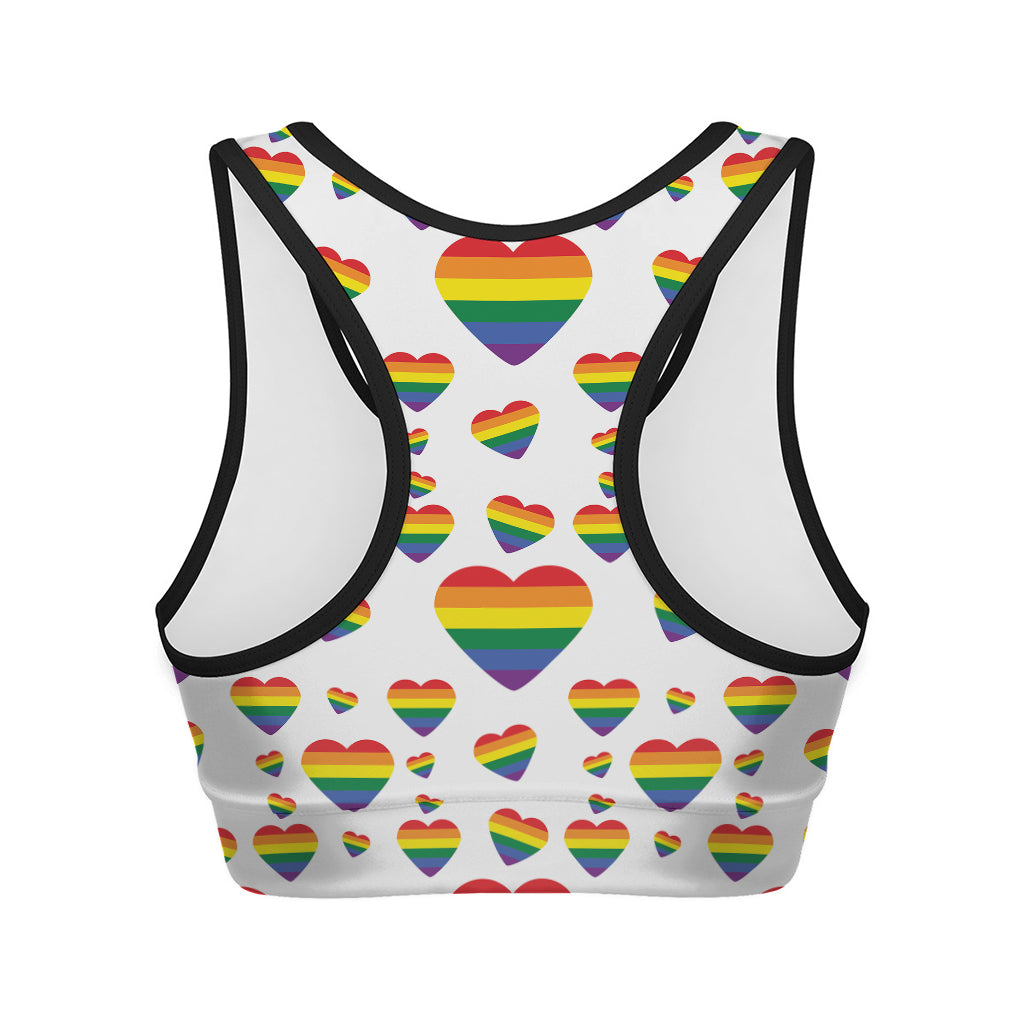 Rainbow LGBT Heart Pattern Print Women's Sports Bra