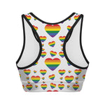 Rainbow LGBT Heart Pattern Print Women's Sports Bra