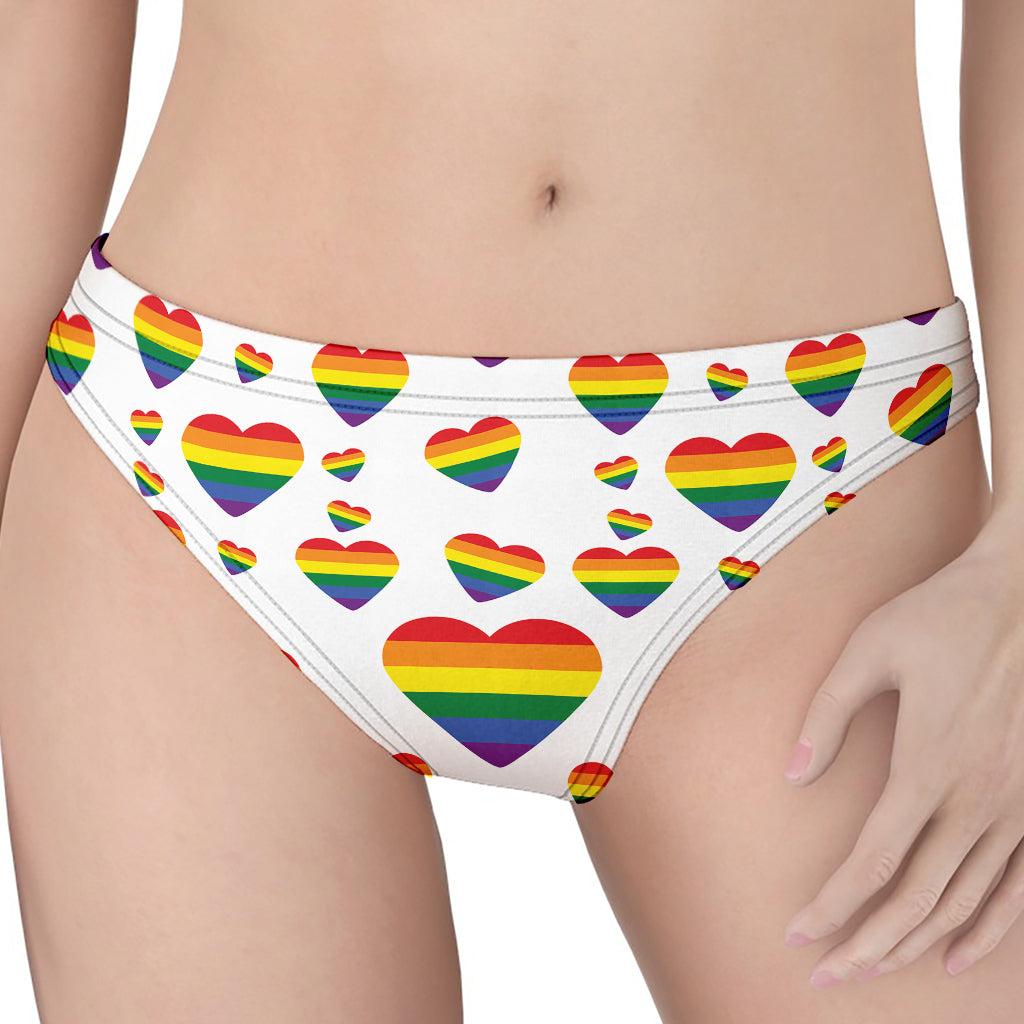 Rainbow LGBT Heart Pattern Print Women's Thong