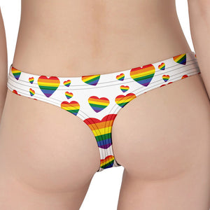 Rainbow LGBT Heart Pattern Print Women's Thong