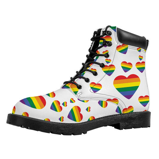 Rainbow LGBT Heart Pattern Print Work Boots