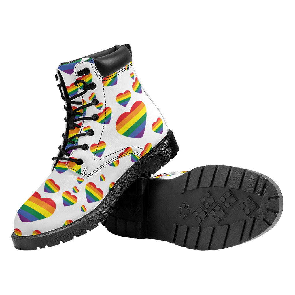 Rainbow LGBT Heart Pattern Print Work Boots
