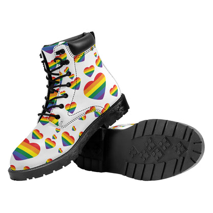 Rainbow LGBT Heart Pattern Print Work Boots