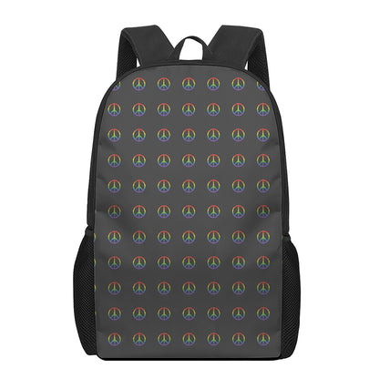 Rainbow LGBT Peace Sign Pattern Print 17 Inch Backpack