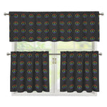 Rainbow LGBT Peace Sign Pattern Print 3 Piece Kitchen Curtains