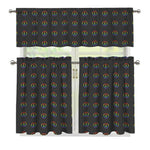 Rainbow LGBT Peace Sign Pattern Print 3 Piece Kitchen Curtains
