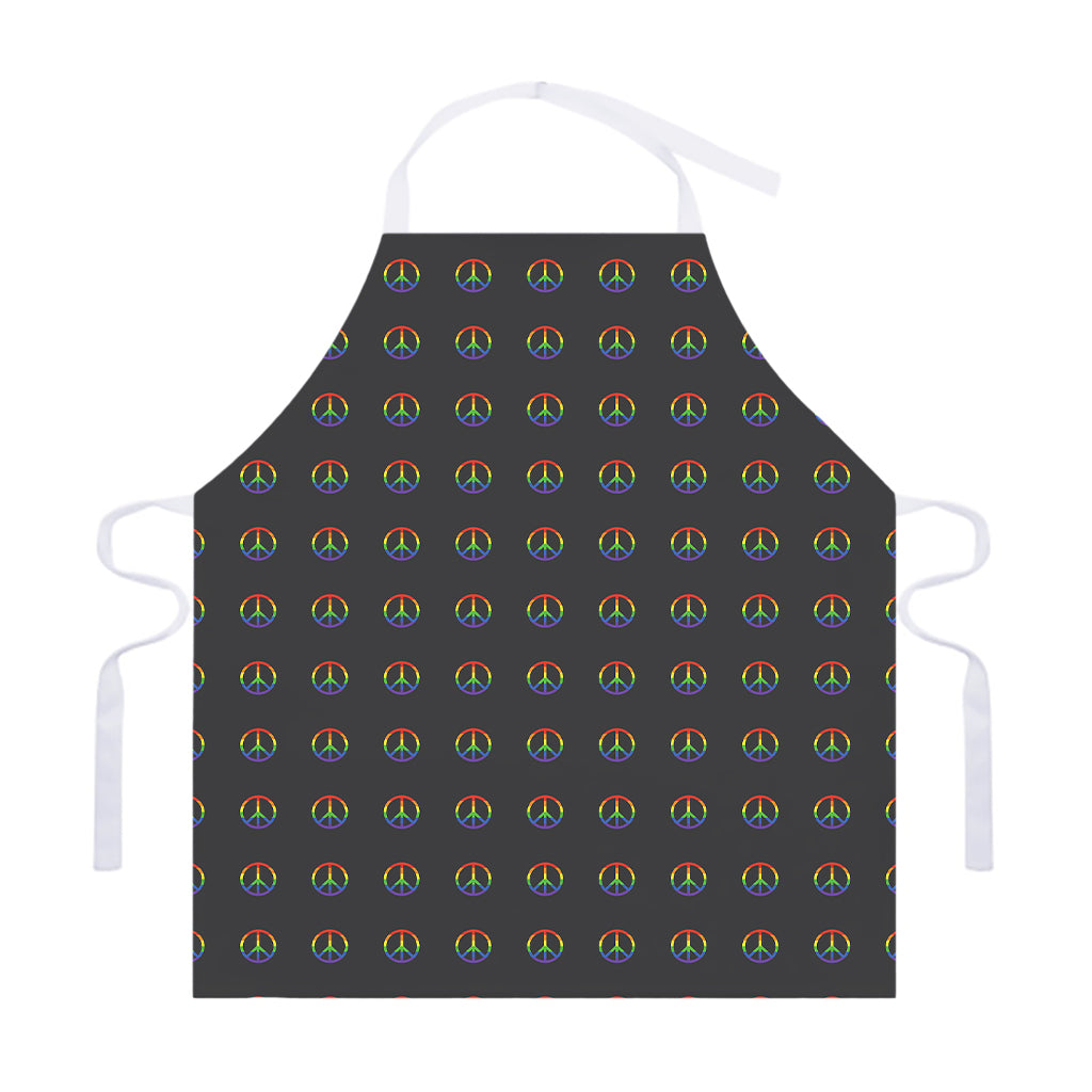 Rainbow LGBT Peace Sign Pattern Print Adjustable Apron