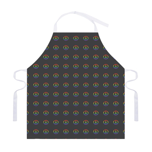 Rainbow LGBT Peace Sign Pattern Print Adjustable Apron
