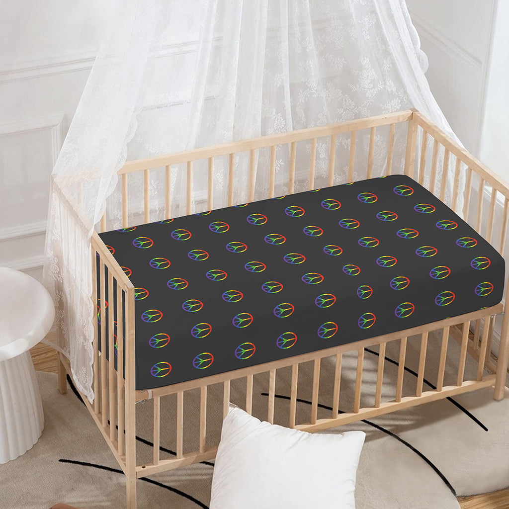 Rainbow LGBT Peace Sign Pattern Print Baby Crib Sheet