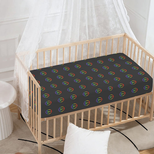 Rainbow LGBT Peace Sign Pattern Print Baby Crib Sheet