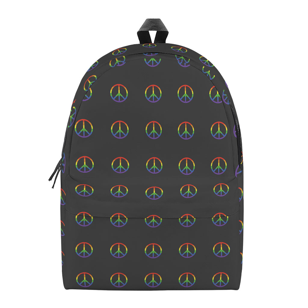 Rainbow LGBT Peace Sign Pattern Print Backpack