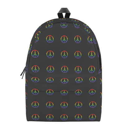 Rainbow LGBT Peace Sign Pattern Print Backpack