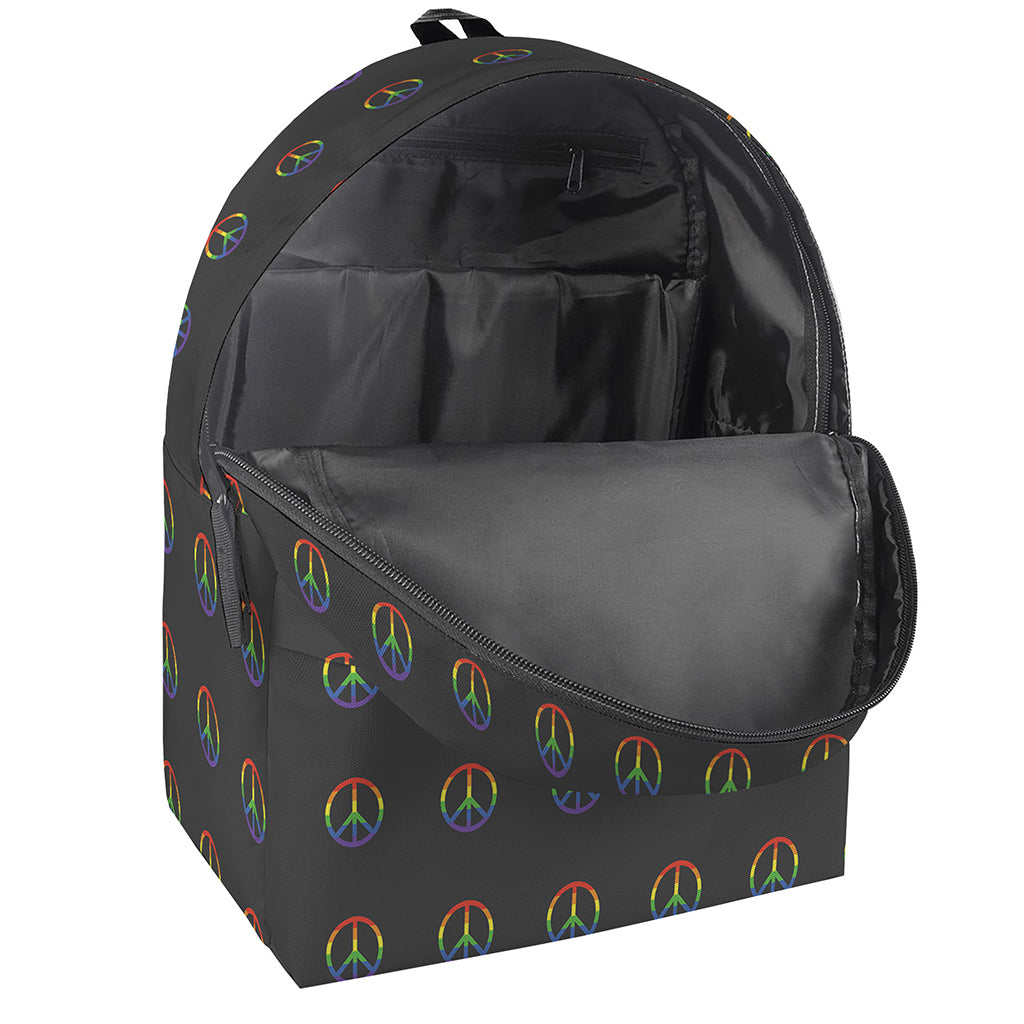 Rainbow LGBT Peace Sign Pattern Print Backpack