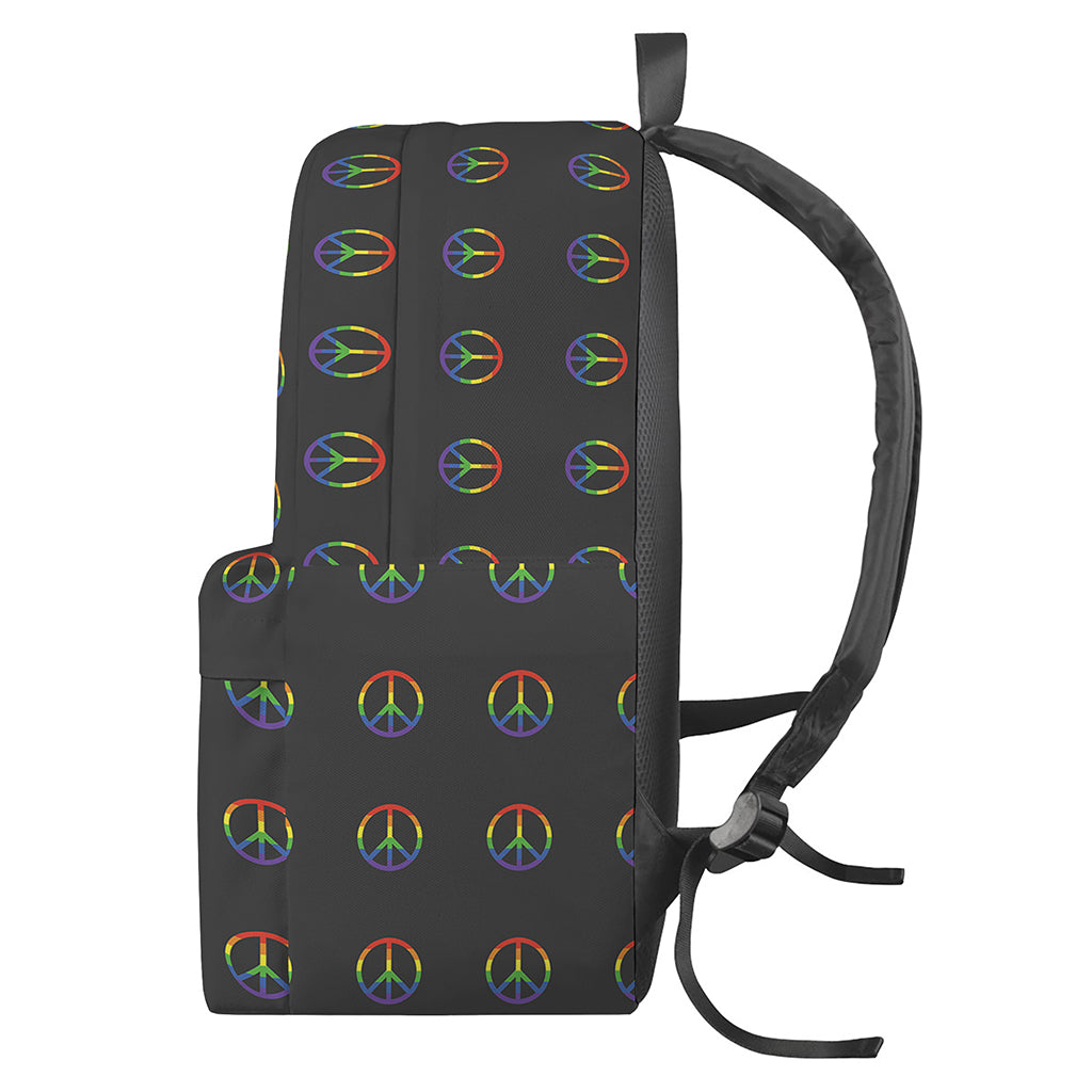 Rainbow LGBT Peace Sign Pattern Print Backpack