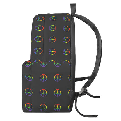 Rainbow LGBT Peace Sign Pattern Print Backpack