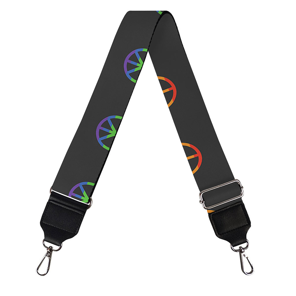 Rainbow LGBT Peace Sign Pattern Print Bag Strap