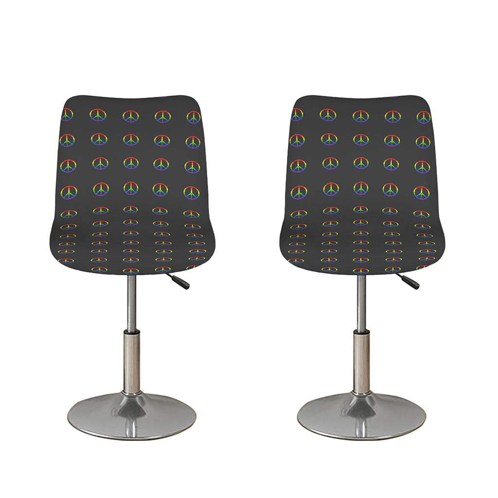 Rainbow LGBT Peace Sign Pattern Print Bar Stool Covers