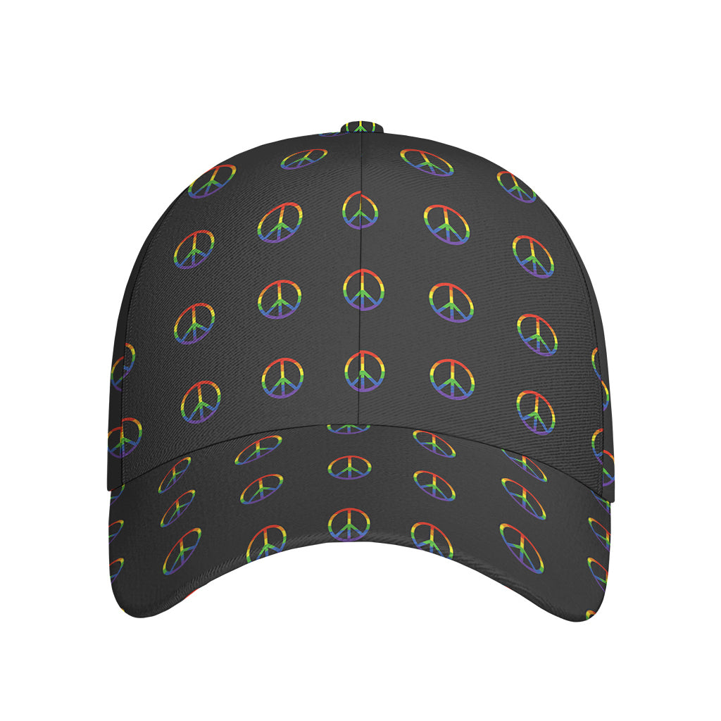 Rainbow LGBT Peace Sign Pattern Print Baseball Cap