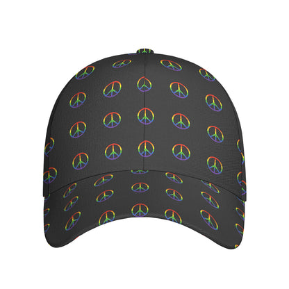 Rainbow LGBT Peace Sign Pattern Print Baseball Cap