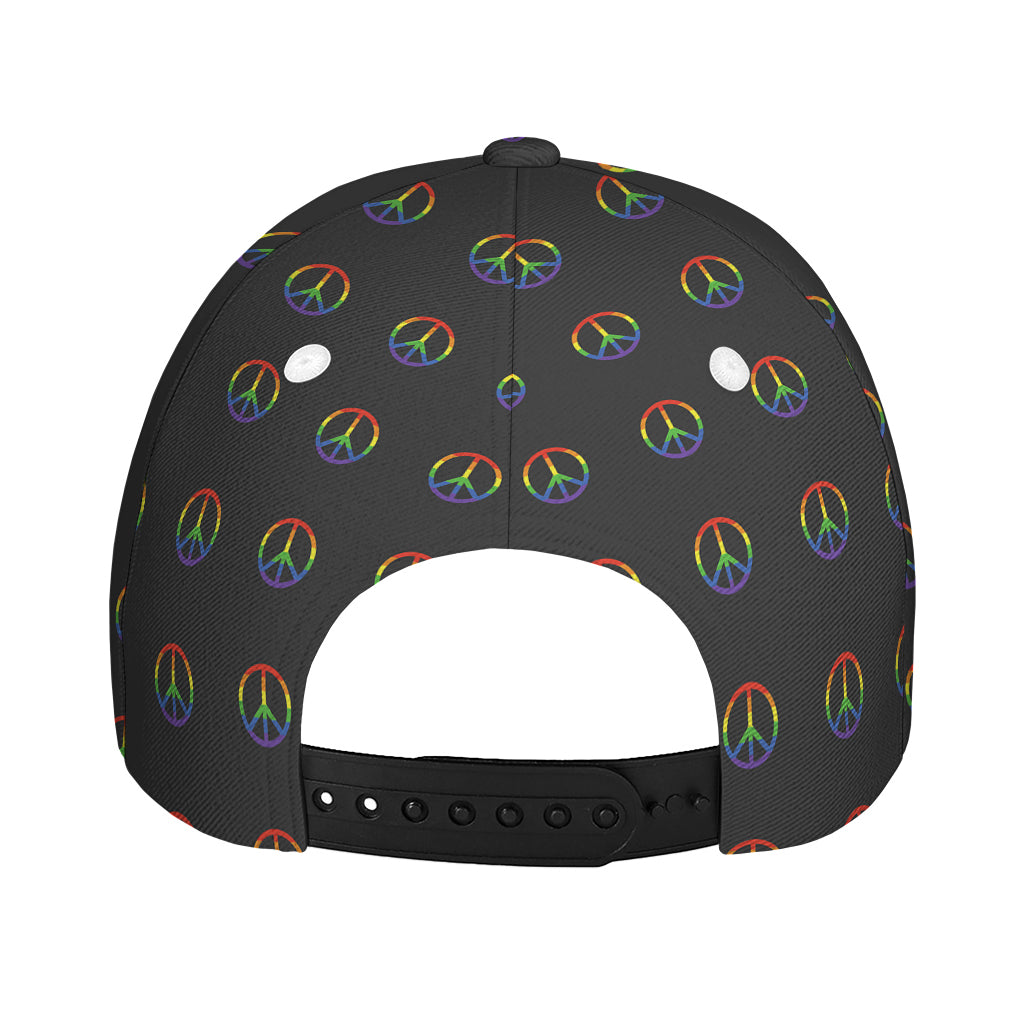 Rainbow LGBT Peace Sign Pattern Print Baseball Cap
