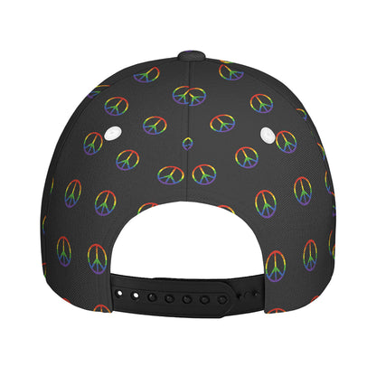 Rainbow LGBT Peace Sign Pattern Print Baseball Cap