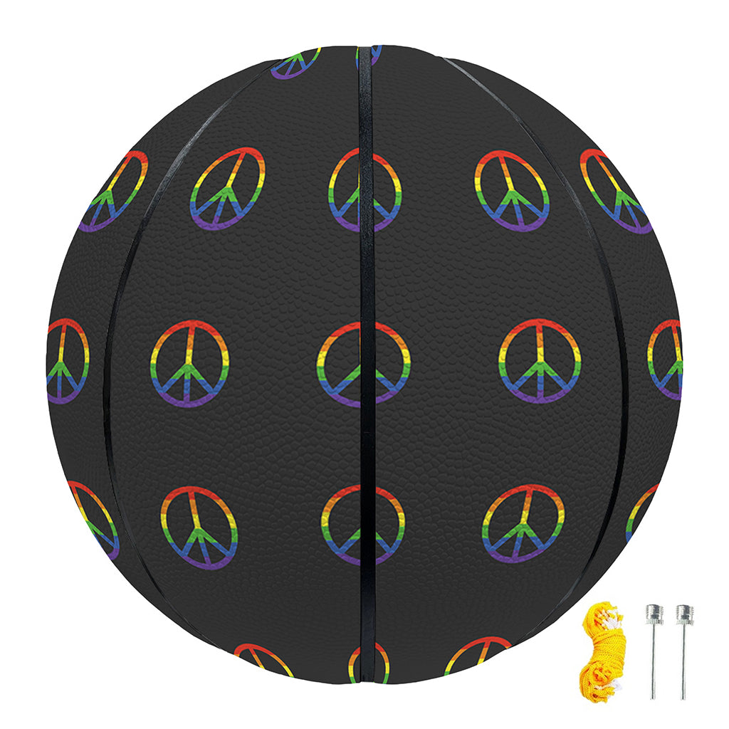Rainbow LGBT Peace Sign Pattern Print Basketball